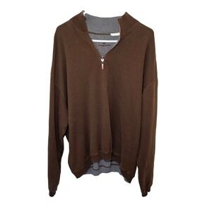Tommy Bahama Brown 1/4 Zip Longsleeve Cotton Pullover Sweatshirt Mens XL